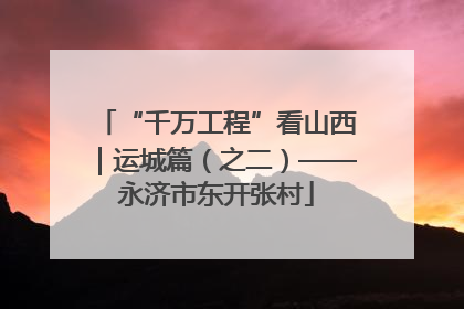 “千万工程”看山西｜运城篇（之二）——永济市东开张村