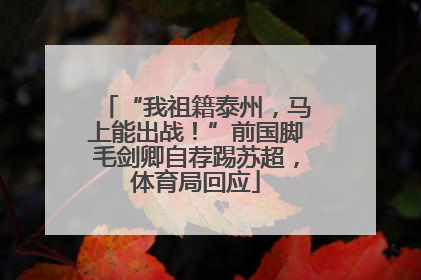 “我祖籍泰州，马上能出战！”前国脚毛剑卿自荐踢苏超，体育局回应