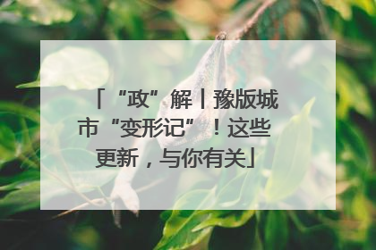 “政”解丨豫版城市“变形记”！这些更新，与你有关