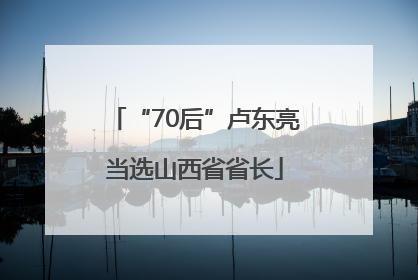 “70后”卢东亮当选山西省省长
