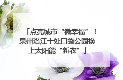 点亮城市“微幸福”！泉州洛江十处口袋公园换上太阳能“新衣”