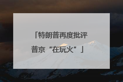 特朗普再度批评普京“在玩火”
