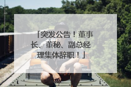 突发公告！董事长、董秘、副总经理集体辞职！