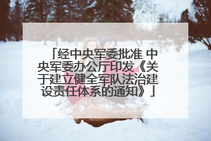 经中央军委批准 中央军委办公厅印发《关于建立健全军队法治建设责任体系的通知》