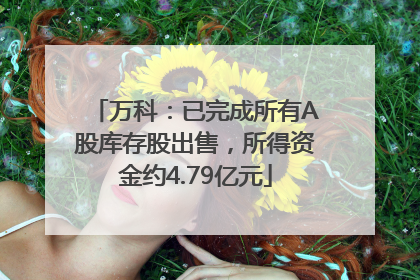 万科：已完成所有A股库存股出售，所得资金约4.79亿元