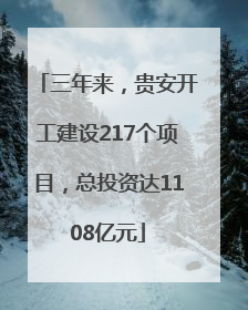 三年来，贵安开工建设217个项目，总投资达1108亿元