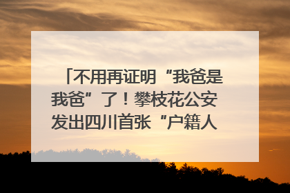 不用再证明“我爸是我爸”了！攀枝花公安发出四川首张“户籍人口直系亲属关系谱”