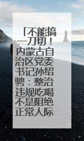 不能搞一刀切！内蒙古自治区党委书记孙绍骋：整治违规吃喝不是阻绝正常人际交往、黯淡人间烟火