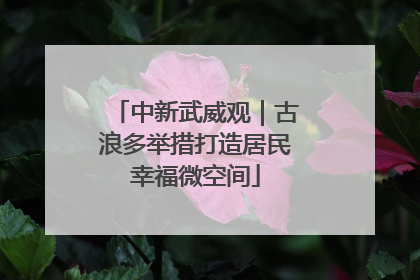 中新武威观｜古浪多举措打造居民幸福微空间