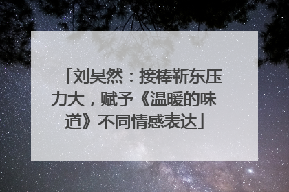刘昊然：接棒靳东压力大，赋予《温暖的味道》不同情感表达