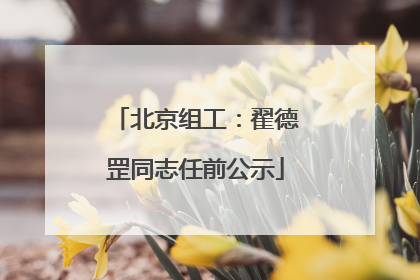 北京组工：翟德罡同志任前公示