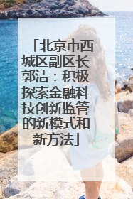 北京市西城区副区长郭洁：积极探索金融科技创新监管的新模式和新方法