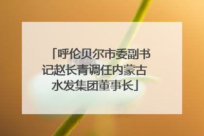 呼伦贝尔市委副书记赵长青调任内蒙古水发集团董事长