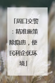 周口交警：精准施策除隐患，便民利企优环境