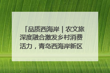 品质西海岸｜农文旅深度融合激发乡村消费活力，青岛西海岸新区的乡村振兴实践