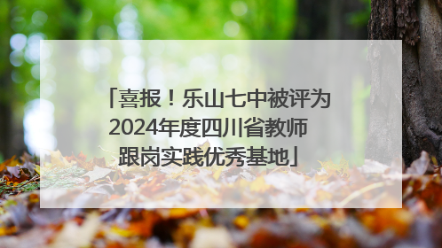 喜报！乐山七中被评为2024年度四川省教师跟岗实践优秀基地