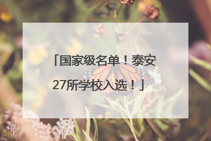国家级名单！泰安27所学校入选！
