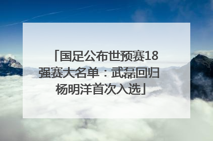 国足公布世预赛18强赛大名单：武磊回归 杨明洋首次入选
