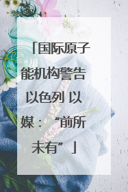 国际原子能机构警告以色列 以媒：“前所未有”