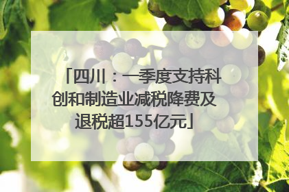 四川：一季度支持科创和制造业减税降费及退税超155亿元