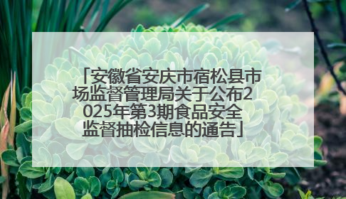 安徽省安庆市宿松县市场监督管理局关于公布2025年第3期食品安全监督抽检信息的通告