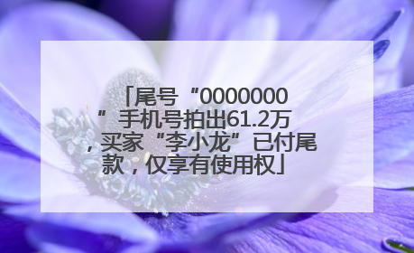 尾号“0000000”手机号拍出61.2万，买家“李小龙”已付尾款，仅享有使用权