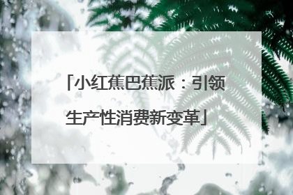 小红蕉巴蕉派：引领生产性消费新变革