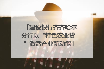 建设银行齐齐哈尔分行以“特色农业贷”激活产业新动能