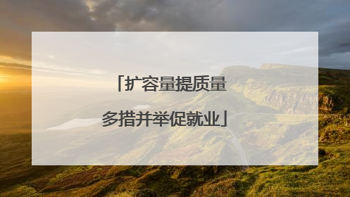扩容量提质量 多措并举促就业