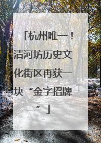 杭州唯一！清河坊历史文化街区再获一块“金字招牌”