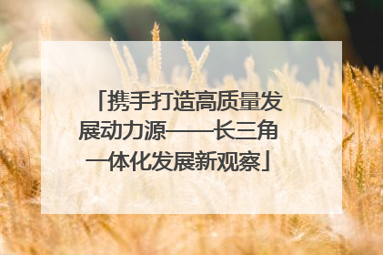 携手打造高质量发展动力源——长三角一体化发展新观察