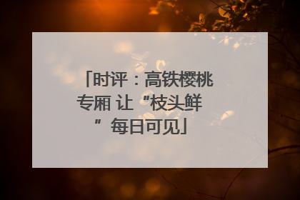 时评：高铁樱桃专厢 让“枝头鲜”每日可见
