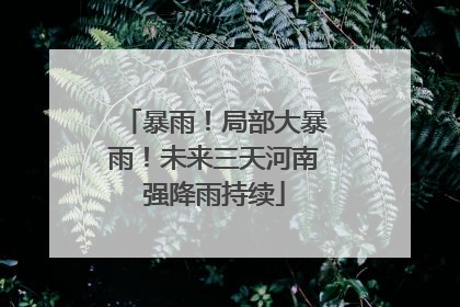 暴雨！局部大暴雨！未来三天河南强降雨持续