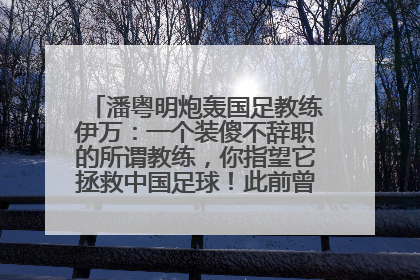 潘粤明炮轰国足教练伊万：一个装傻不辞职的所谓教练，你指望它拯救中国足球！此前曾多次发文评价国足
