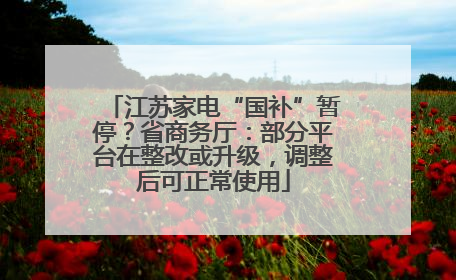 江苏家电“国补”暂停？省商务厅：部分平台在整改或升级，调整后可正常使用