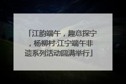 江韵端午，趣意探宁，杨柳村·江宁端午非遗系列活动圆满举行