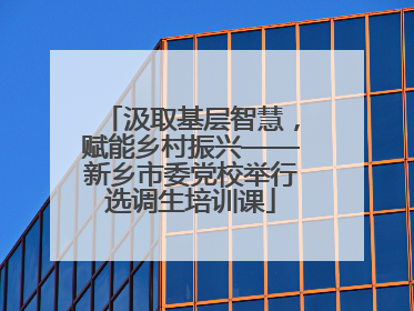 汲取基层智慧，赋能乡村振兴——新乡市委党校举行选调生培训课