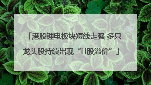 港股锂电板块短线走强 多只龙头股持续出现“H股溢价”