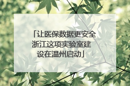 让医保数据更安全 浙江这项实验室建设在温州启动