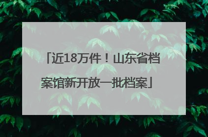 近18万件！山东省档案馆新开放一批档案