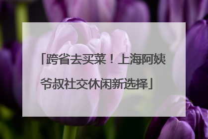 跨省去买菜！上海阿姨爷叔社交休闲新选择
