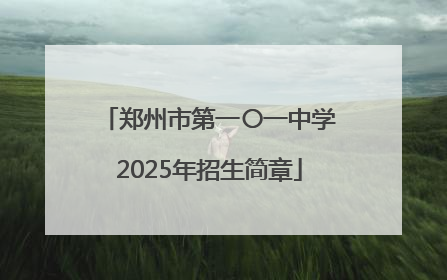 郑州市第一〇一中学2025年招生简章