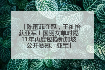 陈雨菲夺冠，王祉怡获亚军！国羽女单时隔11年再度包揽新加坡公开赛冠、亚军