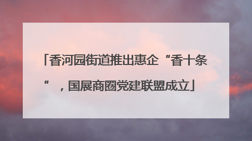 香河园街道推出惠企“香十条”，国展商圈党建联盟成立
