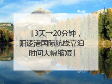 3天→20分钟，阳逻港国际航线靠泊时间大幅缩短